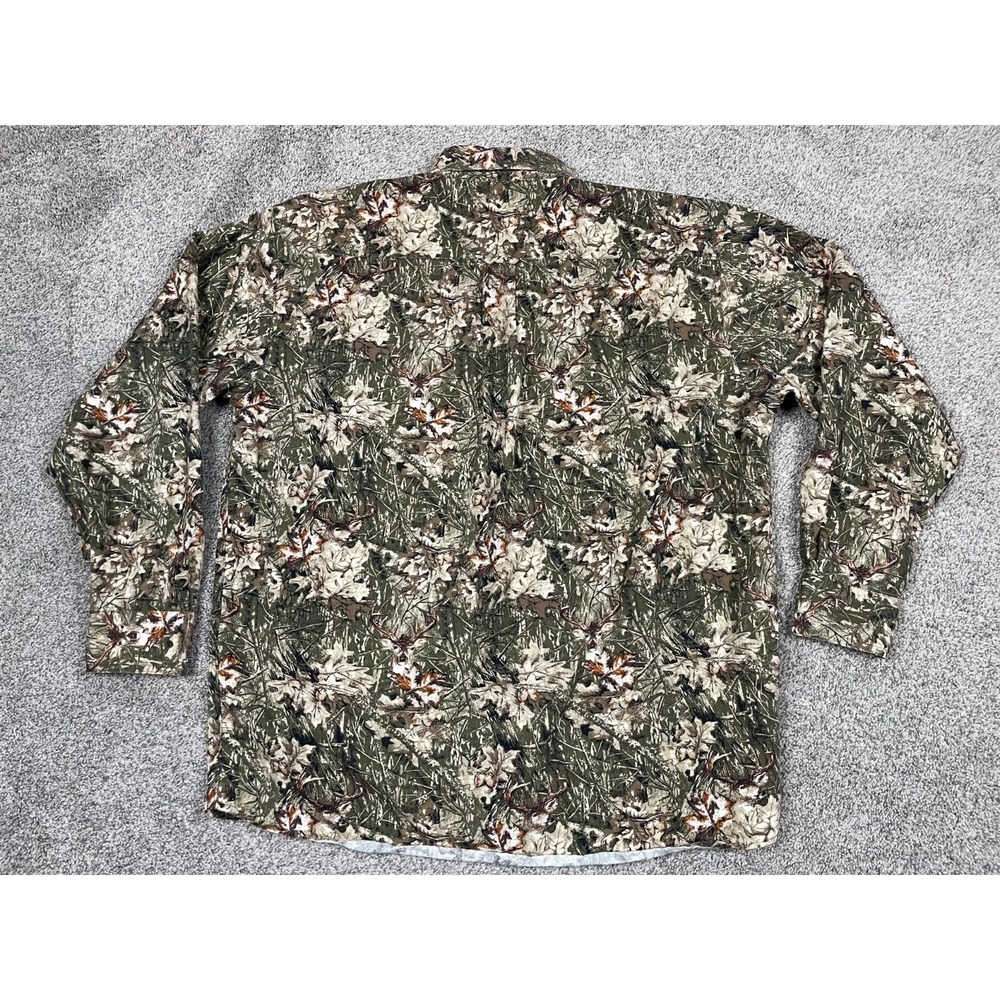 Woods & Water Shirt Mens Large Green Camo Button Down Deer Hunting Outdoor Cabin - Picture 2 of 9